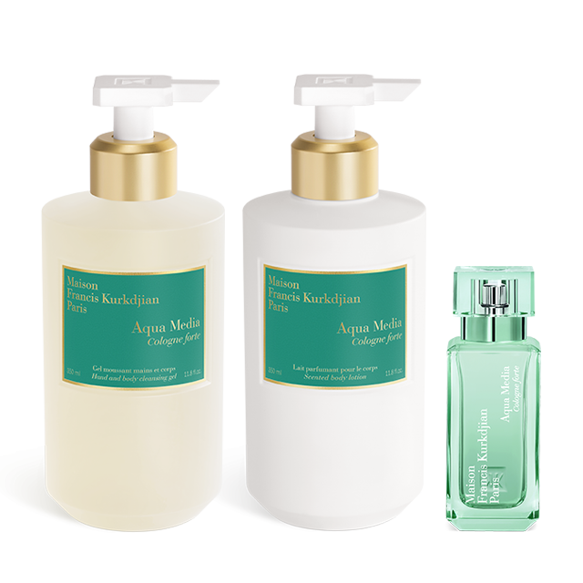 Aqua Media Cologne forte, , hi-res, Scented hand & body cleansing gel, Scented body lotion <br>and Eau de parfum Trio